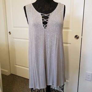 American Eagle Grey Tunic Tank with Strappy V-Neck